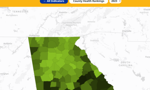 Screenshot of the interactive Georgia climate dashboard showing how to select another indicator