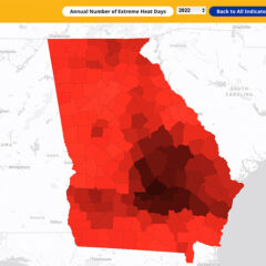 extreme heat days in Georgia county map