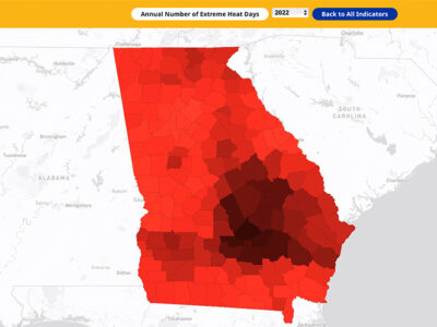 extreme heat days in Georgia county map